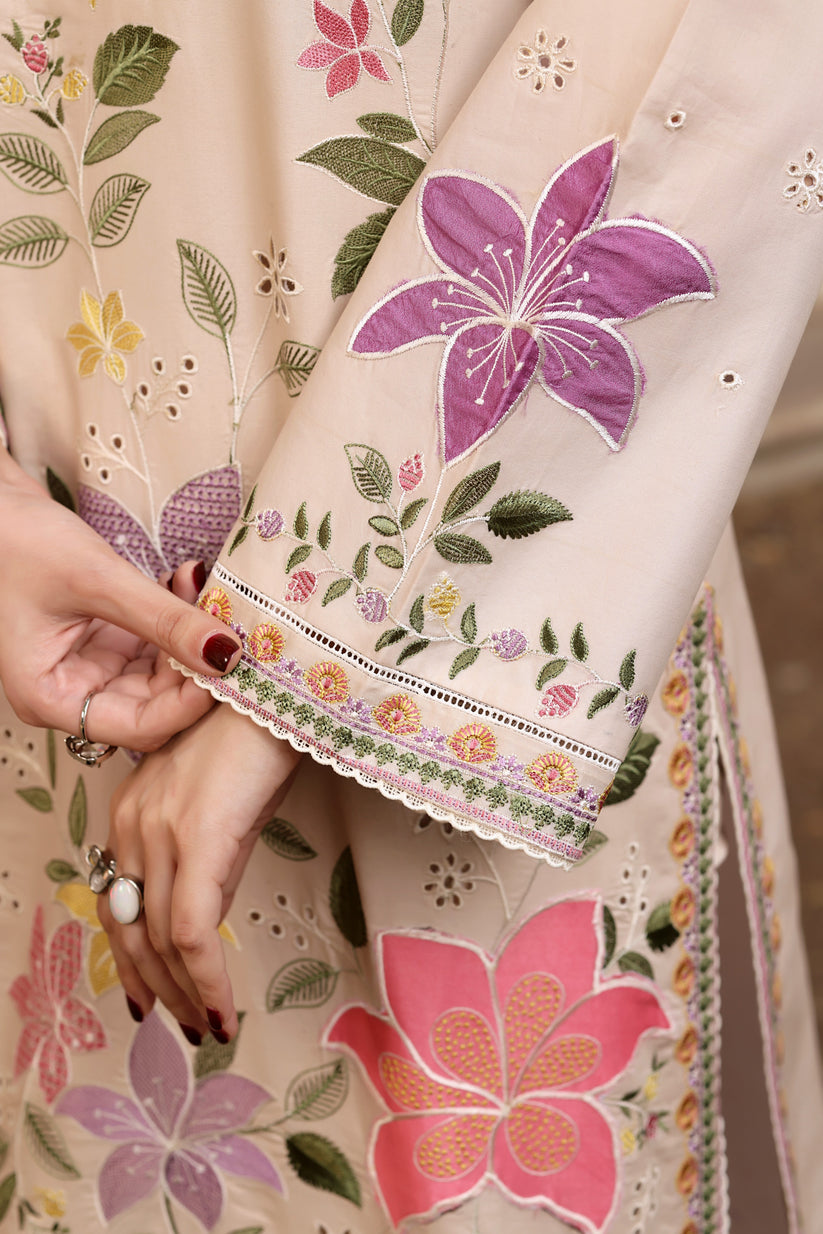 Lawn-3PC Chikankari Embroidered Shirt With Digital Printed Jacquard Dupatta-5245