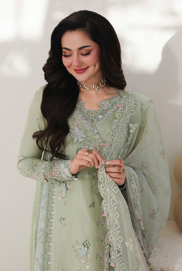 Lawn-3PC Chikankari Embroidered Shirt With Khadi Net Embroidered Dupatta-5261