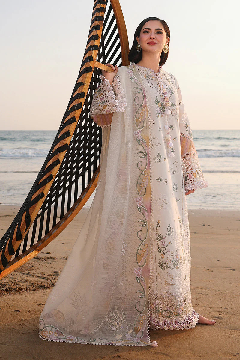 Lawn-3PC Chikankari Embroidered Shirt With Khadi Net Embroidered Dupatta-5229