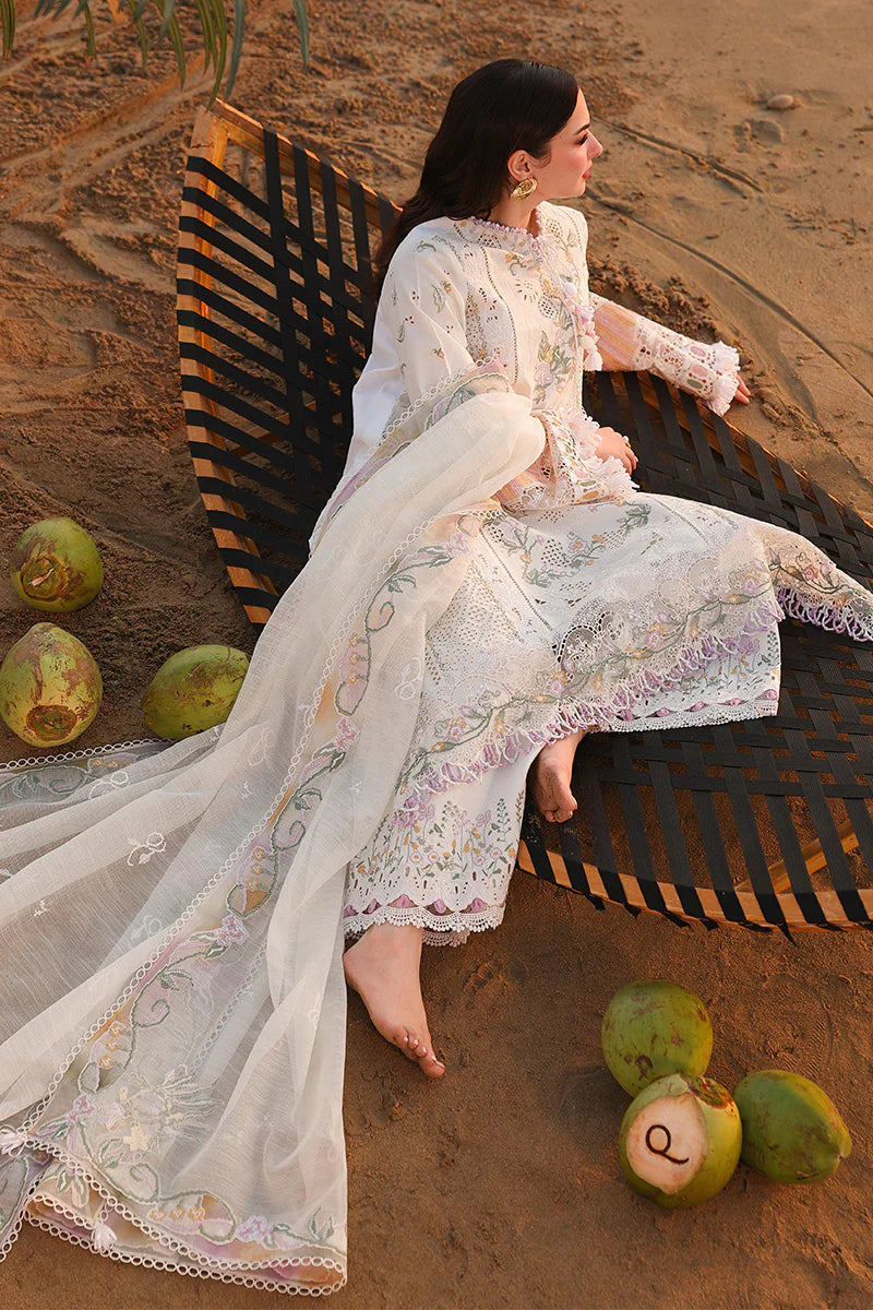 Lawn-3PC Chikankari Embroidered Shirt With Khadi Net Embroidered Dupatta-5229