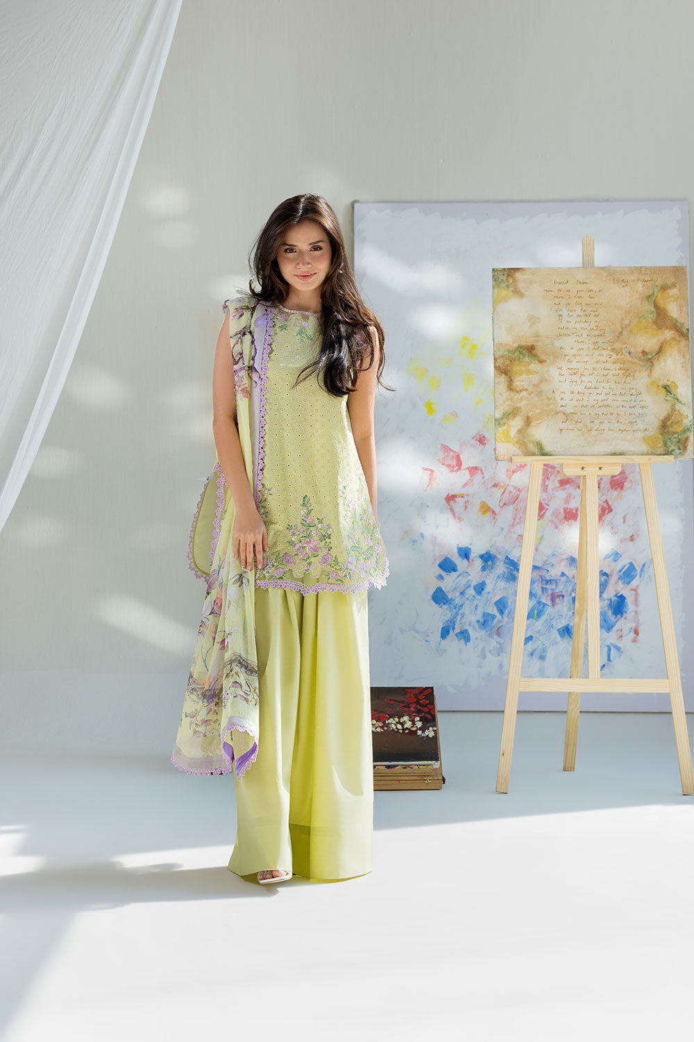 Lawn-3PC Embroidered With Digital Printed Chiffon Dupatta-5253
