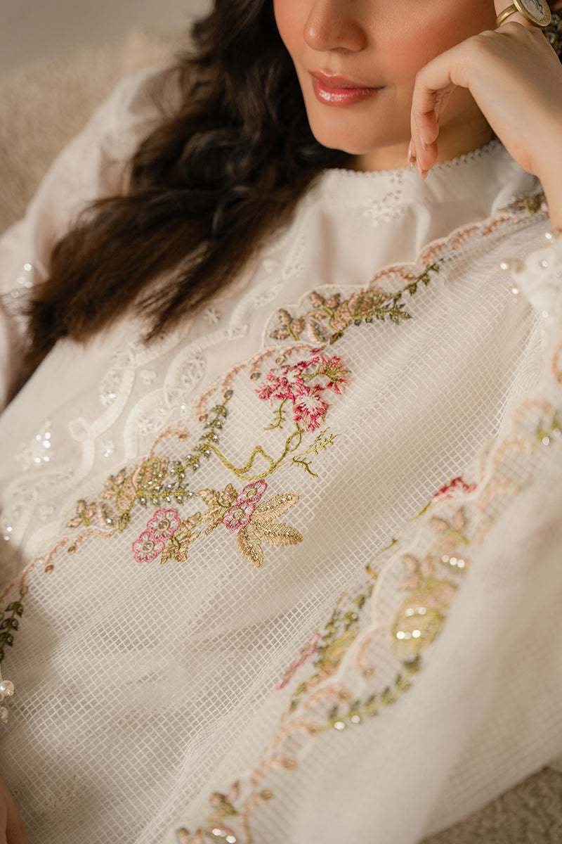 Lawn-3PC Embroidered Shirt with Organza Embroidered Dupatta-1069