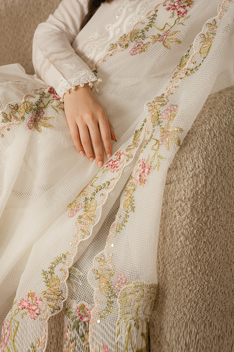 Lawn-3PC Embroidered Shirt with Organza Embroidered Dupatta-1069
