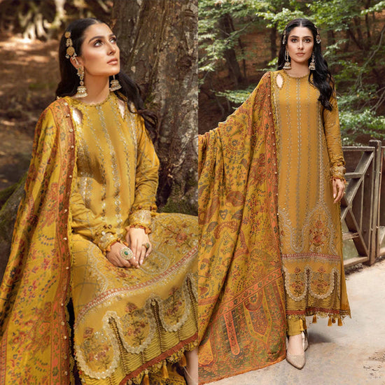 Lawn 3PC Embroidered With Digital Printed Jacquard Dupatta-5124