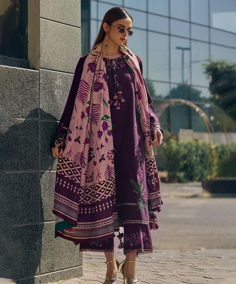 Lawn-3PC Embroidered with Digital Printed Jacquard Dupatta-5021