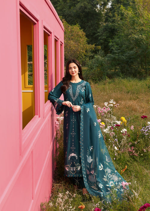 Lawn-3PC Embroidered Shirt With Khadi Net Printed Dupatta-5263
