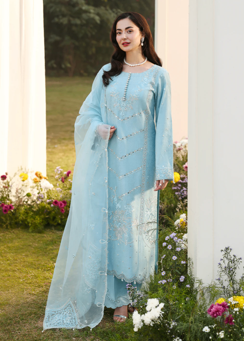 Lawn-3PC Sequence Embroidered Shirt With Khadi Net Embroidered Dupatta-5247
