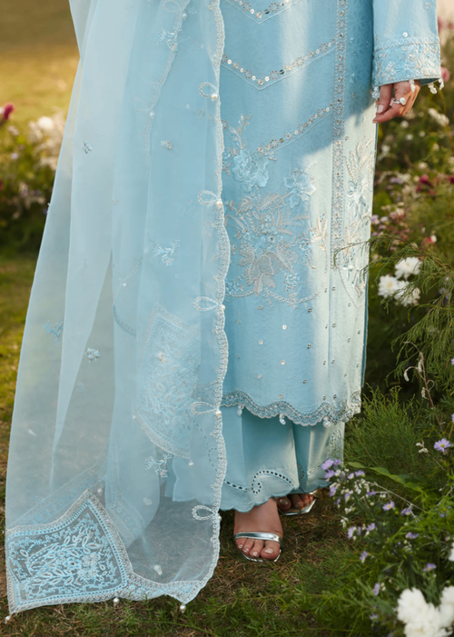 Lawn-3PC Sequence Embroidered Shirt With Khadi Net Embroidered Dupatta-5247