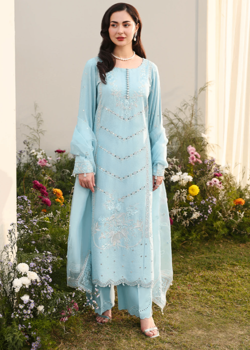 Lawn-3PC Sequence Embroidered Shirt With Khadi Net Embroidered Dupatta-5247