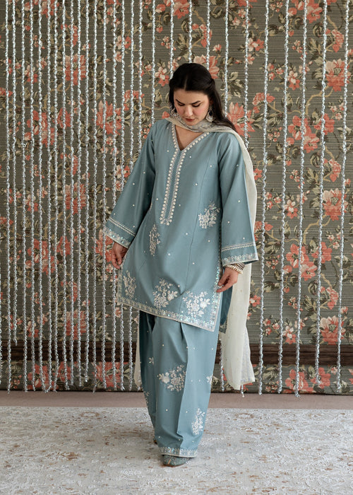 Lawn-3PC Embroidered Shirt With Khadi Net Embroidered Dupatta-5313