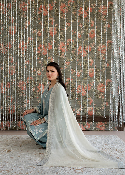 Lawn-3PC Embroidered Shirt With Khadi Net Embroidered Dupatta-5313