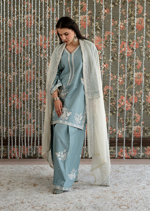 Lawn-3PC Embroidered Shirt With Khadi Net Embroidered Dupatta-5313