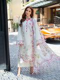 Lawn-3PC Chikakari Embroidered Shirt With Chiffon Printed Dupatta-5308