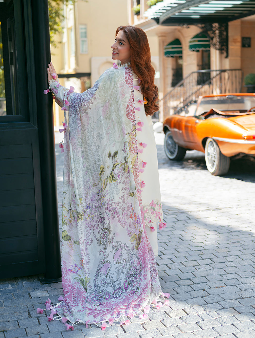 Lawn-3PC Chikakari Embroidered Shirt With Chiffon Printed Dupatta-5308