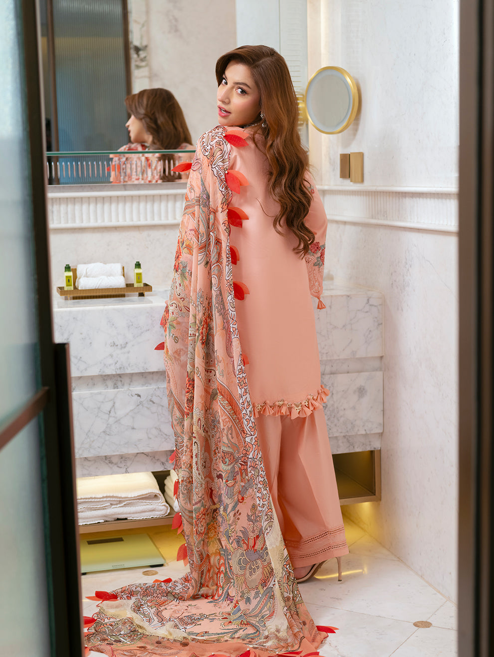 Lawn-3PC Chikankari Embroidered Shirt With Digital Printed Jacquard Dupatta-5271