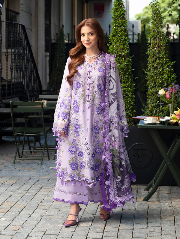 Lawn-3PC Chikankari Embroidered With Digital Printed Jacquard Dupatta-5246