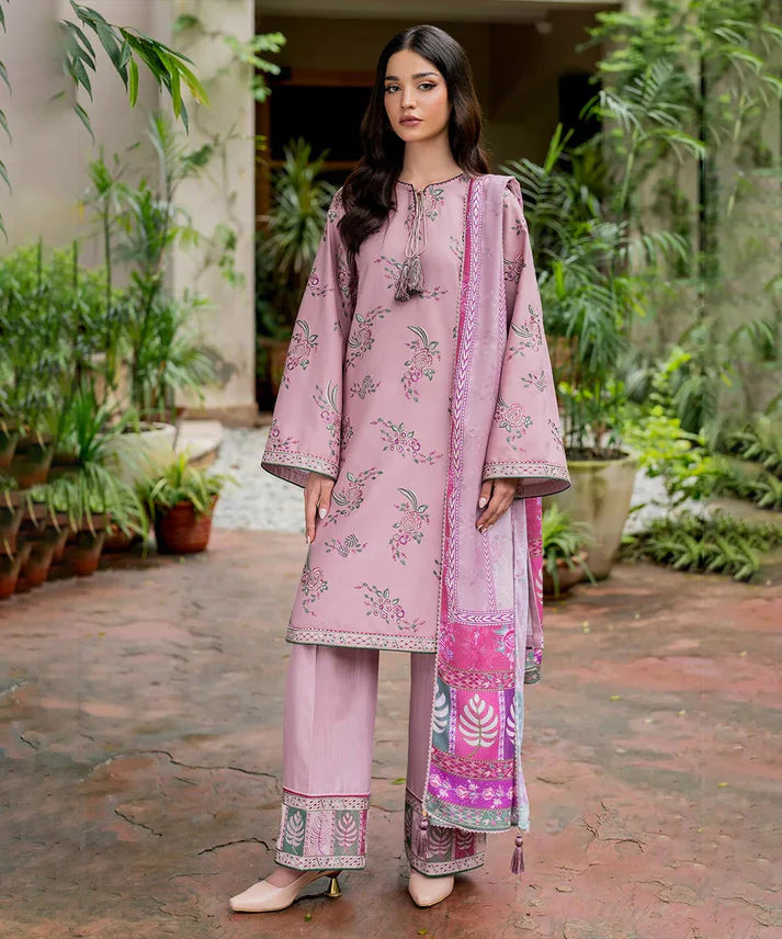 3PC Dhanak Embroidered Shirt With Digital Printed Shawl-288