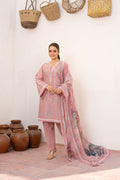 Lawn-3PC Chikankari Embroidered With Digital Printed Jacquard Dupatta-5159