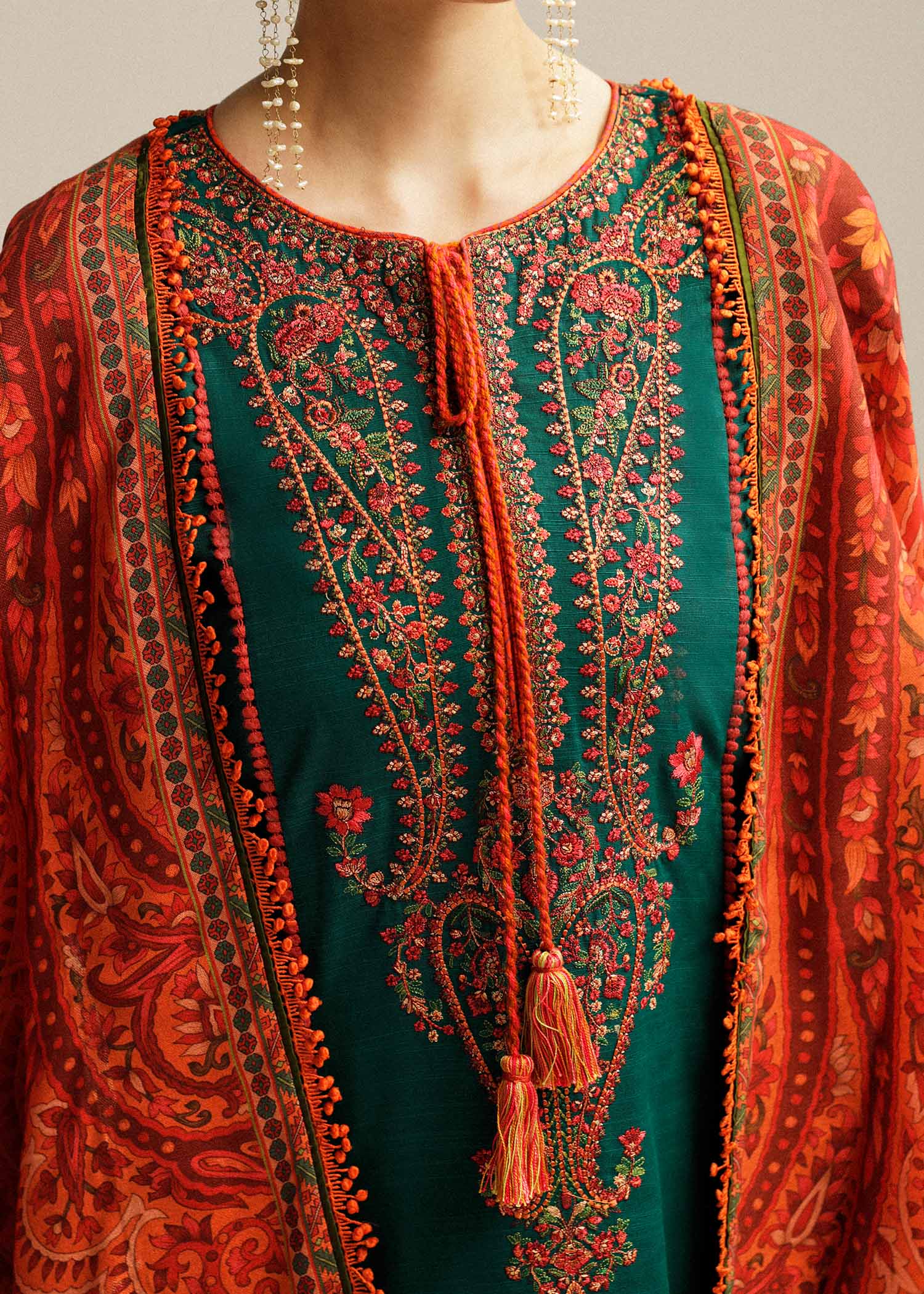 Lawn-3PC Embroidered with Digital Printed Jacquard Dupatta-5113