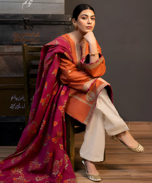 3PC Lawn Embroidered Shirt With Digital Printed Jacquard Dupatta-5187