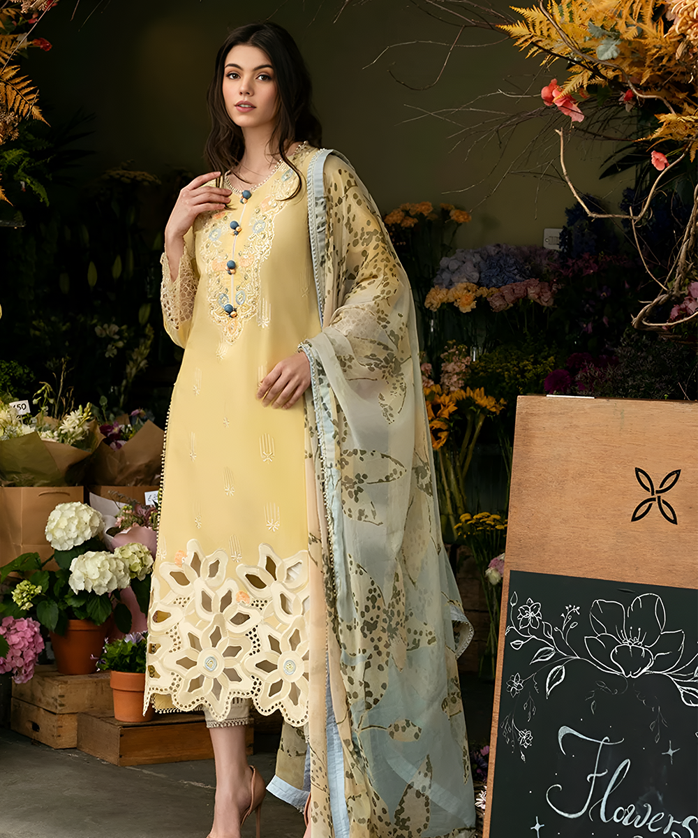 Lawn-3PC Embroidered with Digital printed Dupatta-5134