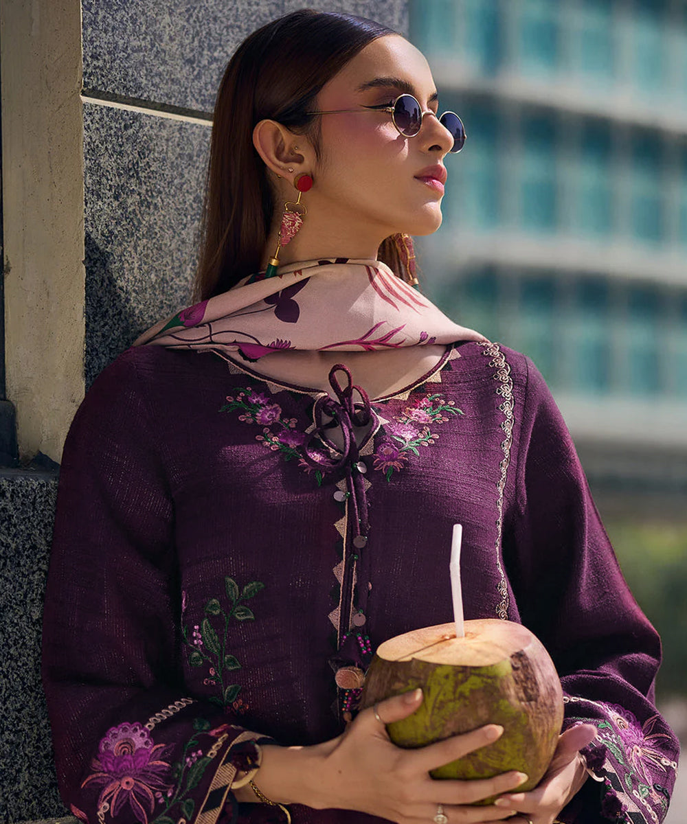 Lawn-3PC Embroidered with Digital Printed Jacquard Dupatta-5021