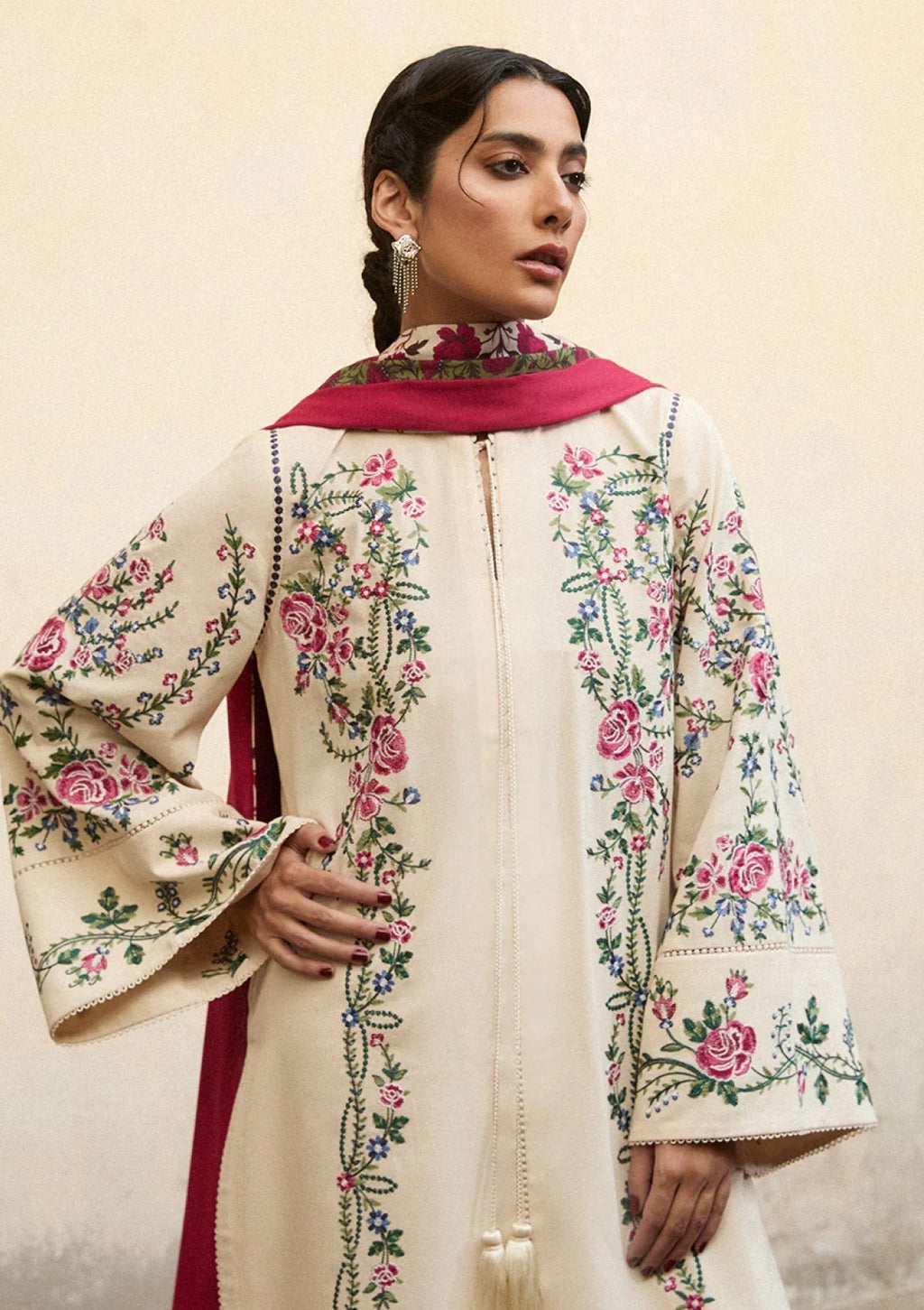 Lawn-3PC Embroidered Shirt With Digital Printed Jauqard Dupatta-5097