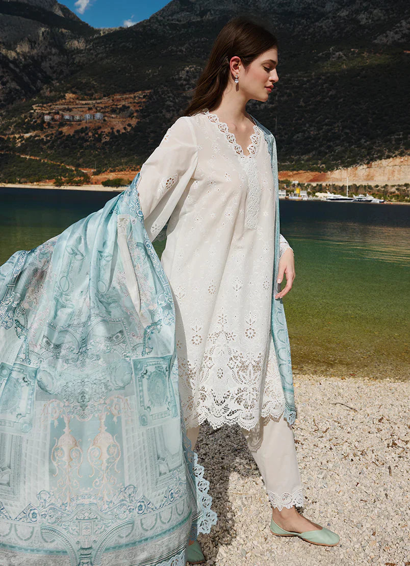 Lawn-3PC Embroidered Shirt with Digital Printed Jacquard Dupatta-1407