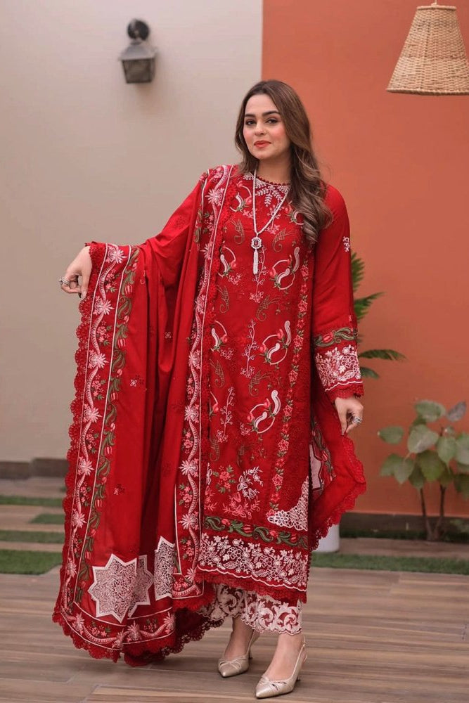 Lawn-3PC Chikankari Embroidered Shirt With Lawn Embroidered Dupatta-5244