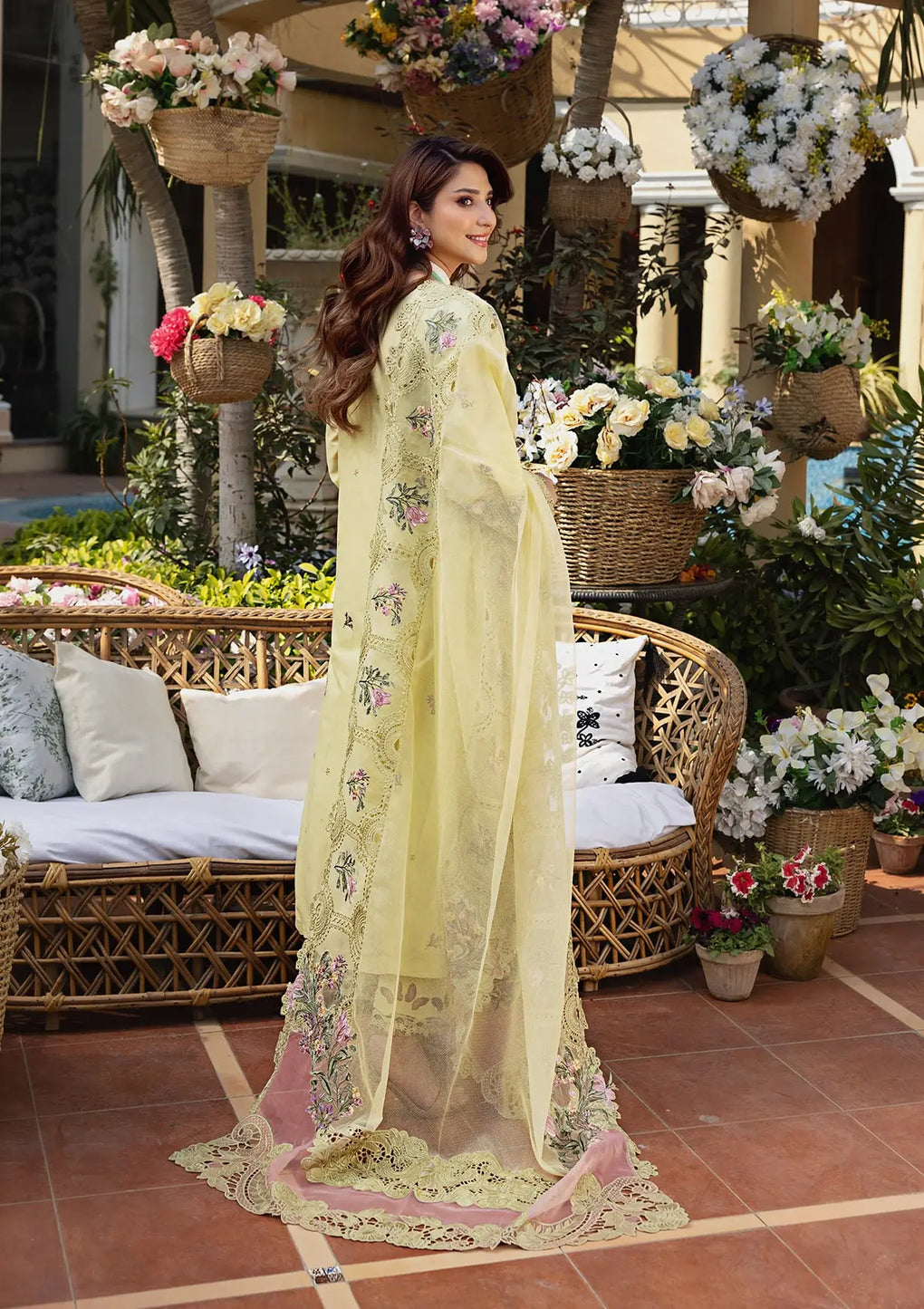 Lawn-3PC Chikankari Embroidered Shirt With Khadi Net Embroidered Dupatta-5302