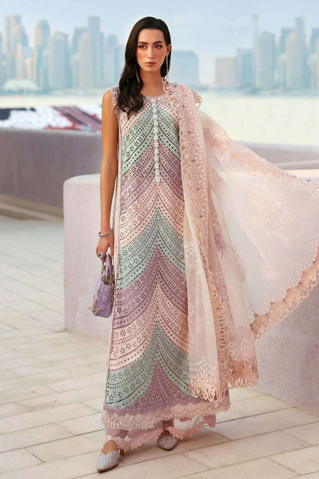 Lawn-3PC Chikankari Embroidered With Silk Embroidered Dupatta-5296