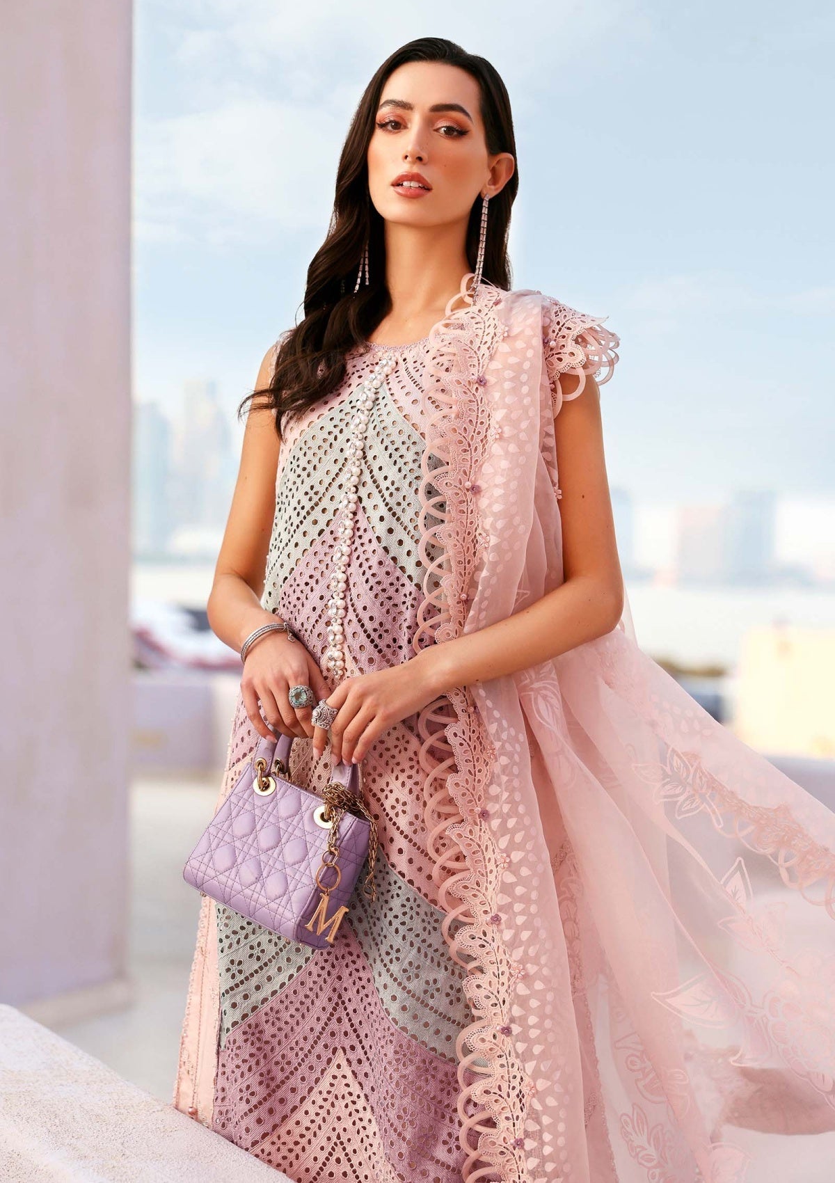 Lawn-3PC Chikankari Embroidered With Silk Embroidered Dupatta-5296