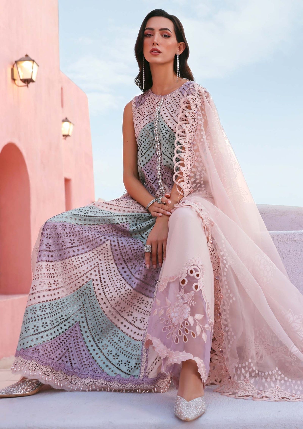 Lawn-3PC Chikankari Embroidered With Silk Embroidered Dupatta-5296