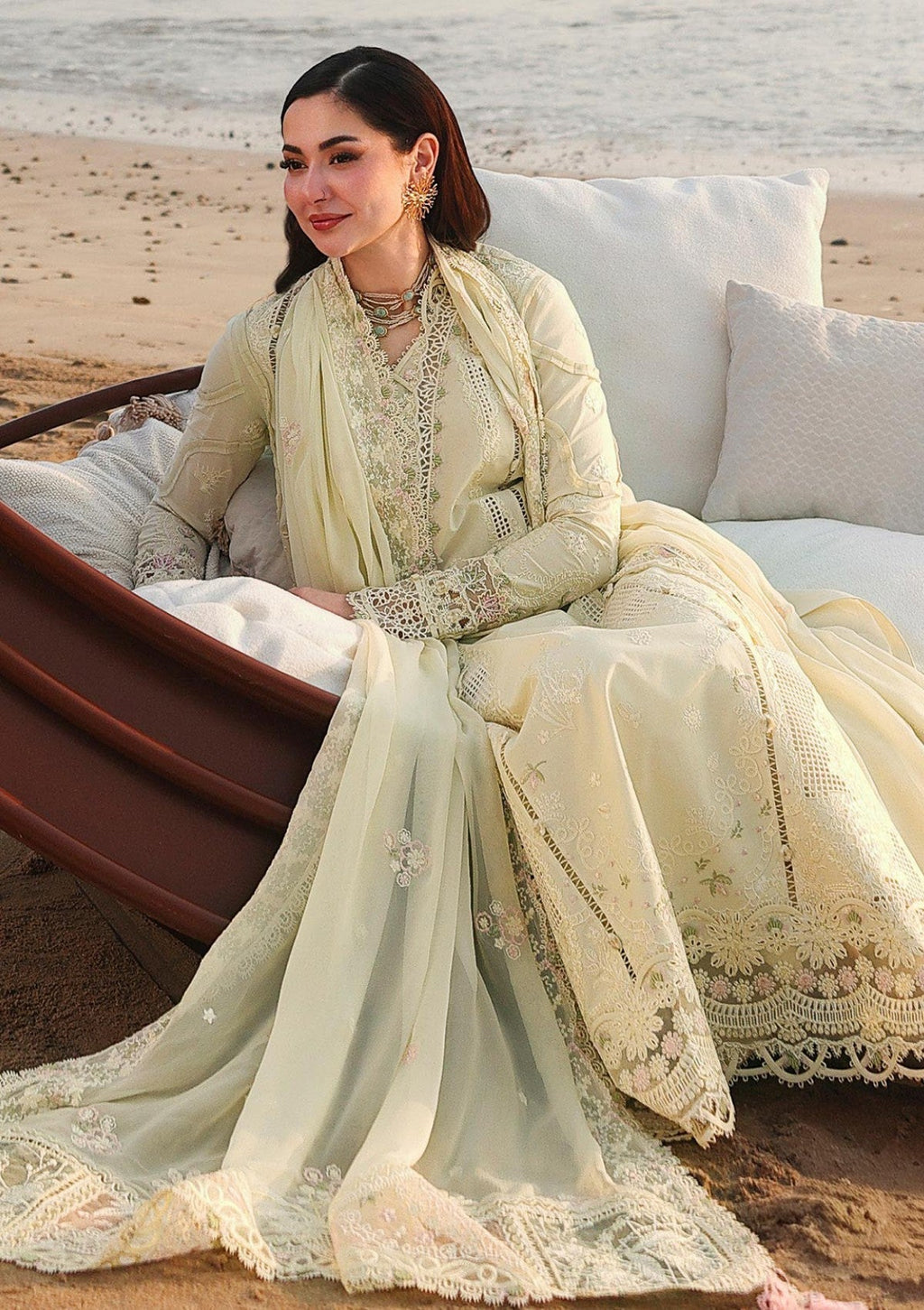 Lawn-3PC Embroidered Shirt with Organza Embroidered Dupatta - 5213