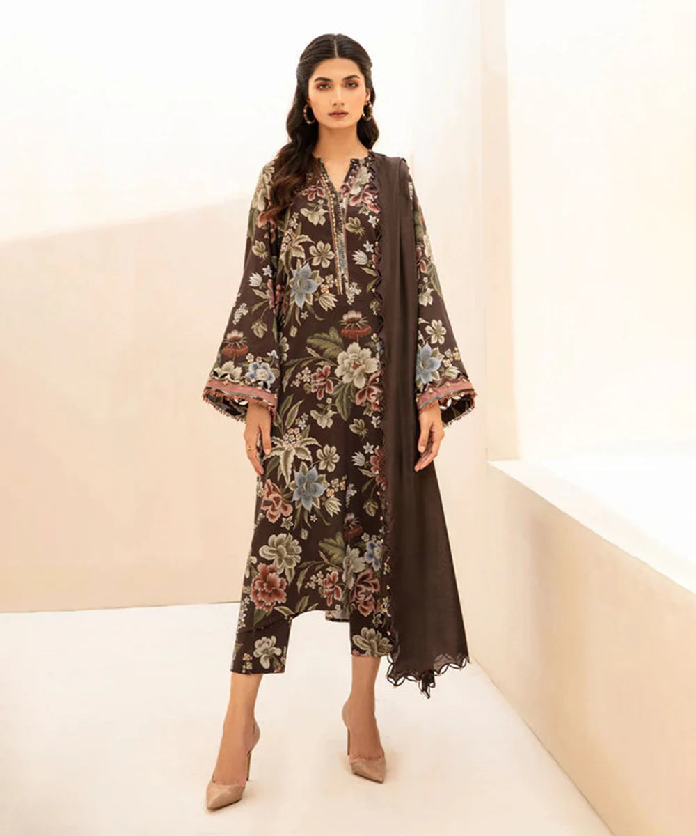 3PC Lawn Printed Shirt With Voile Printed Dupatta-1510