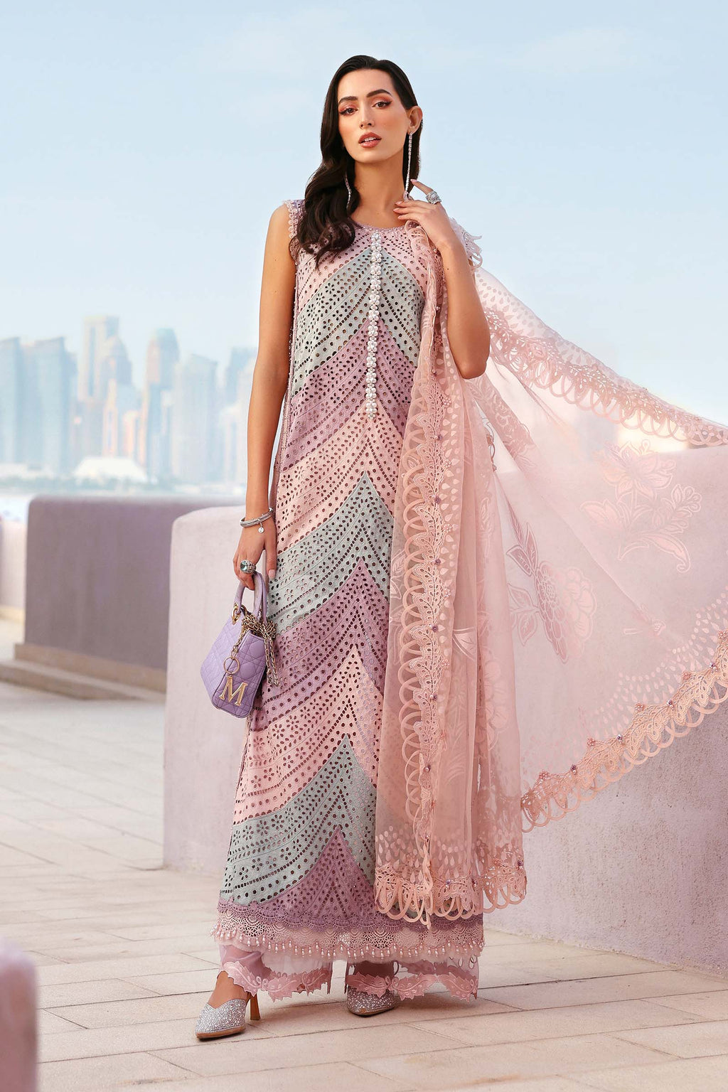 Lawn-3PC Chikankari Embroidered With Silk Embroidered Dupatta-5296