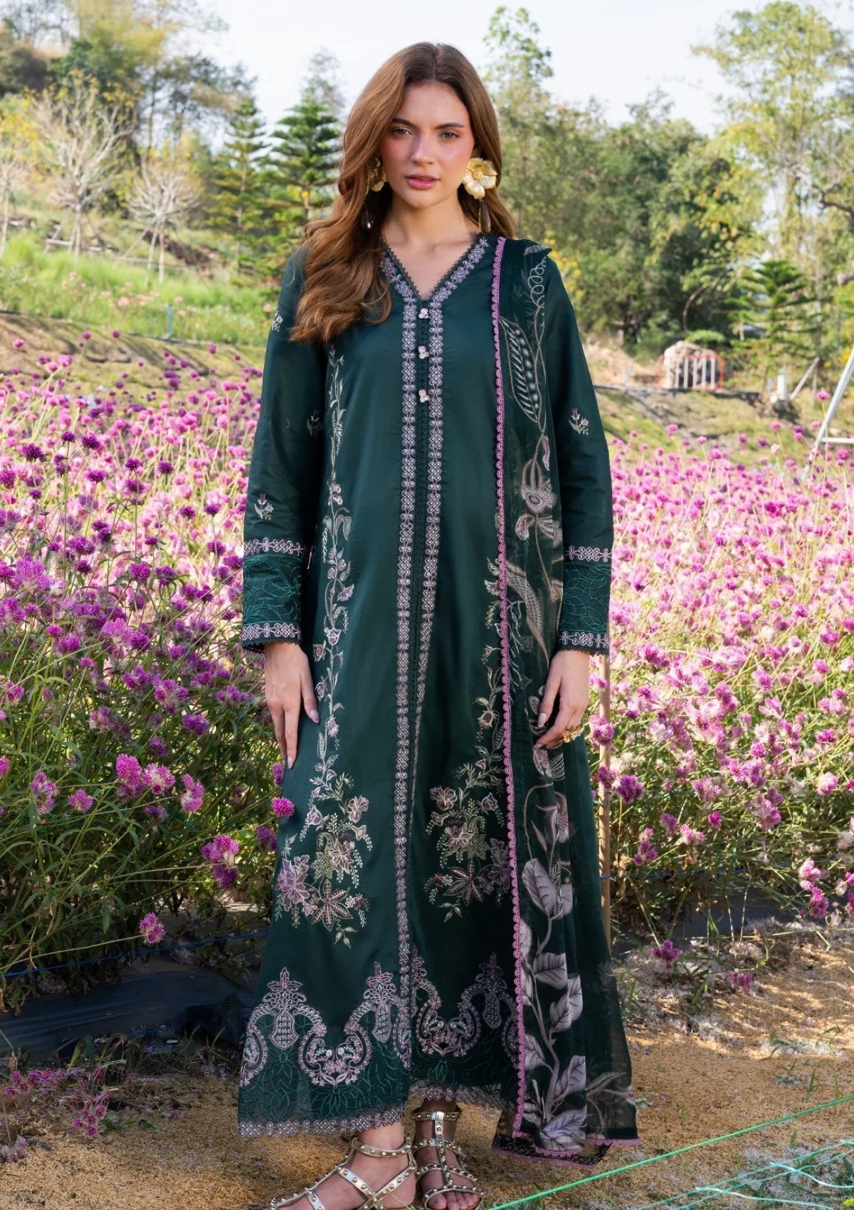 Lawn-3PC Embroidered Shirt With Digital Printed Jacquard Dupatta-5330
