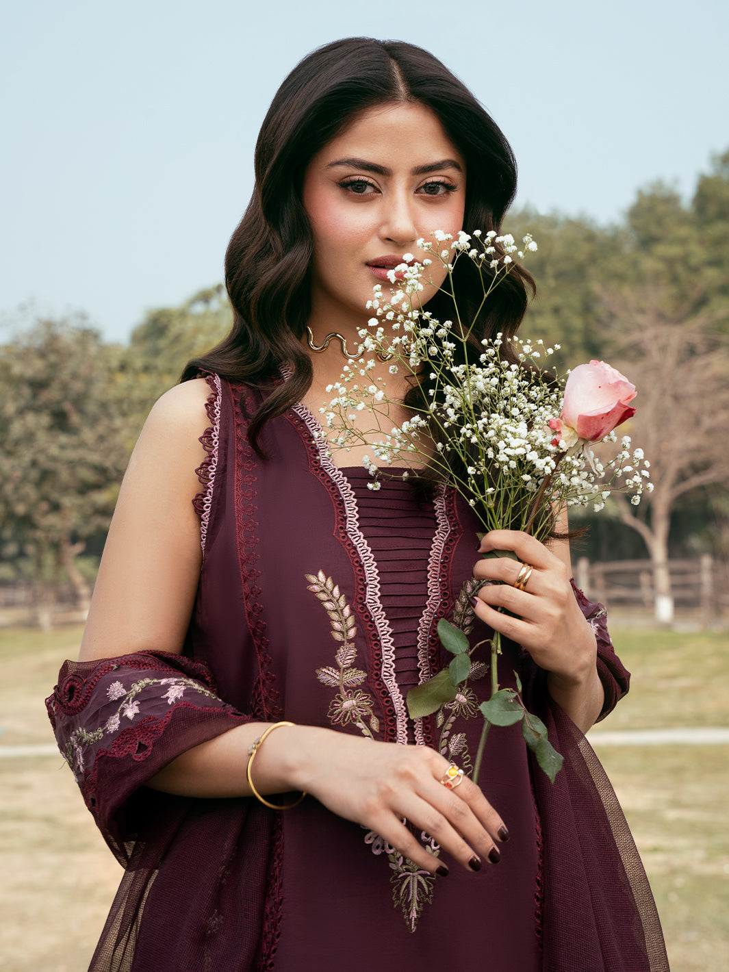Lawn-3PC Chikankari Embroidered Shirt With Khadi Net Embroidered Dupatta-5287