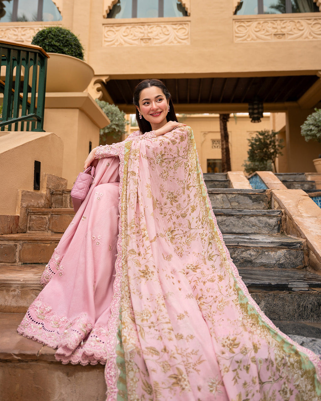Lawn-3PC Chikankari Embroidered Shirt With Chiffon Printed Dupatta-5260