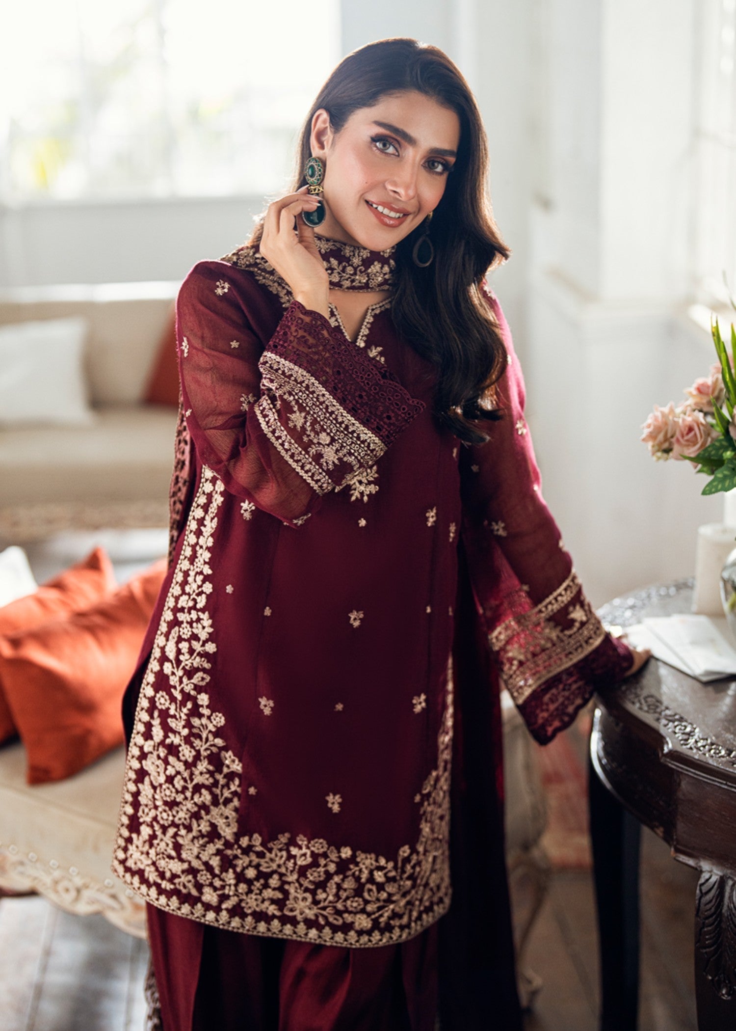 Lawn-3PC Embroidered Shirt With Embroidered Cotton Viscose Dupatta-5169