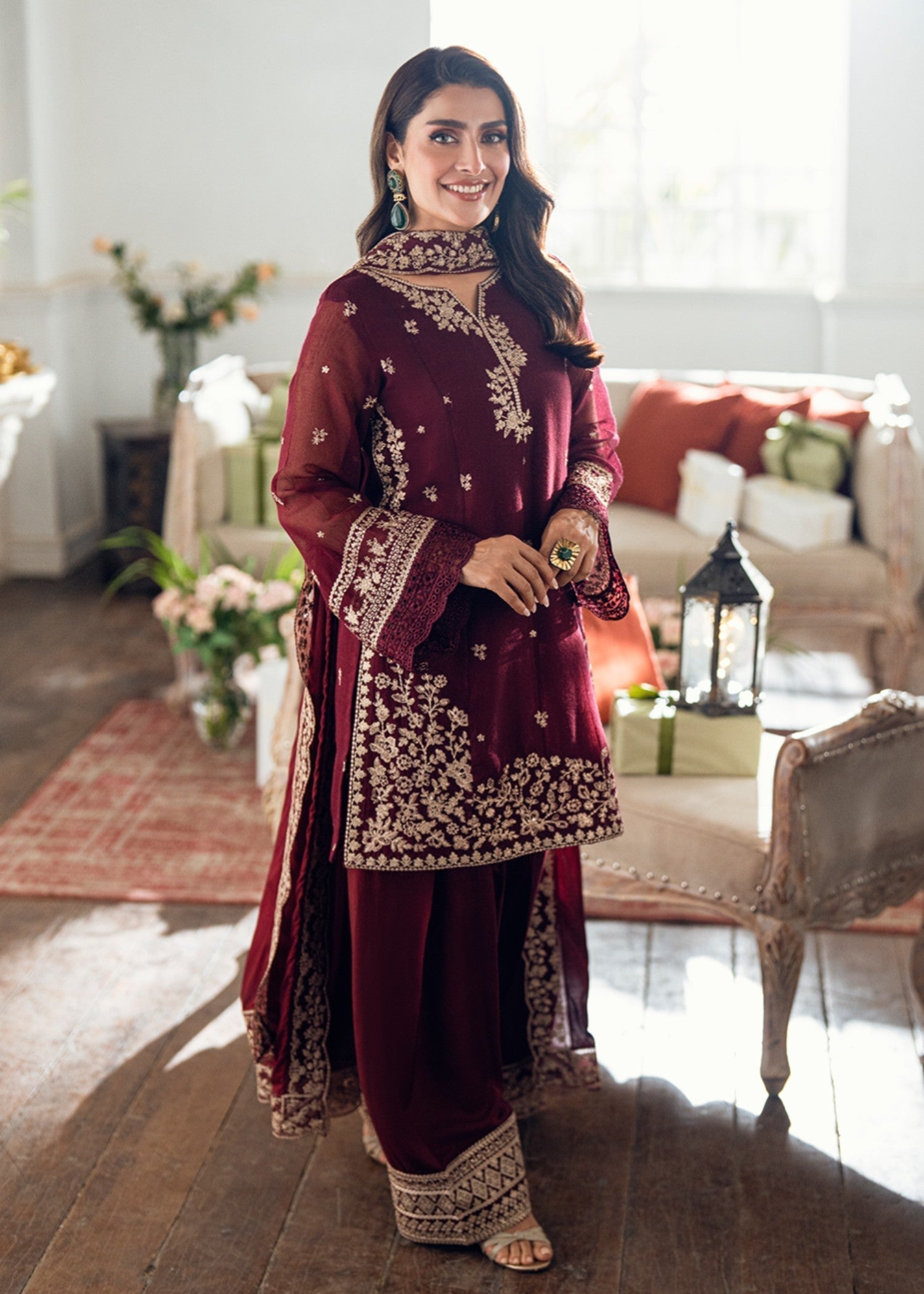 Lawn-3PC Embroidered Shirt With Embroidered Cotton Viscose Dupatta-5169