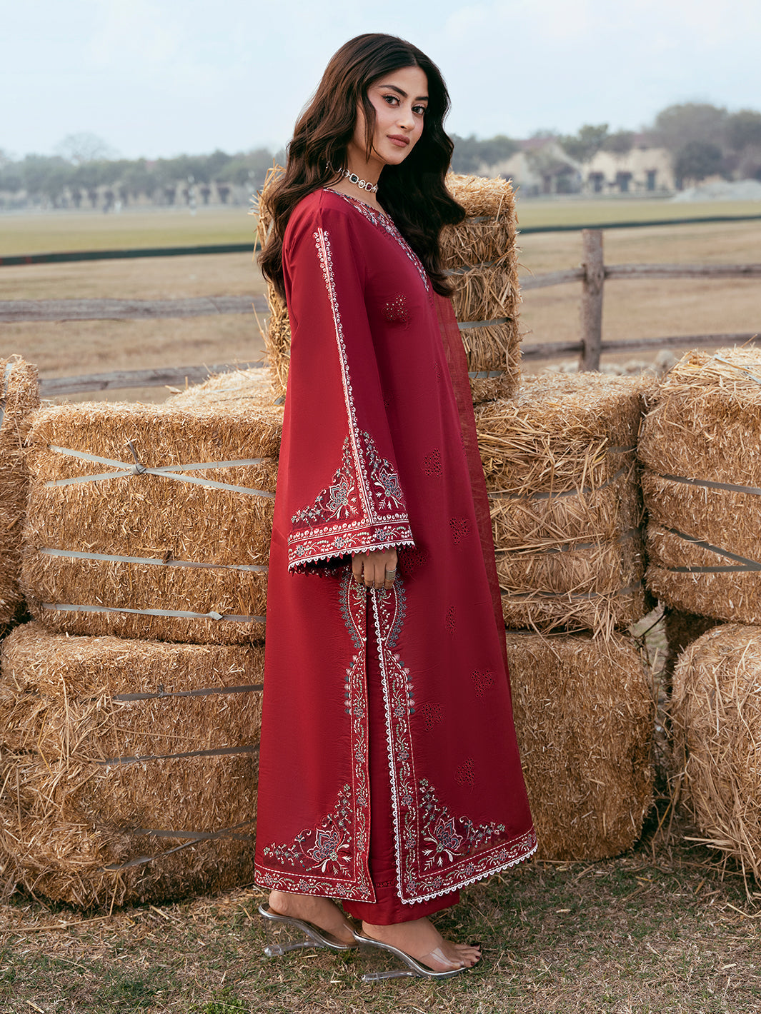 Lawn-3PC Chikankari Embroidered Shirt With Khadi Net Embroidered Dupatta-5268
