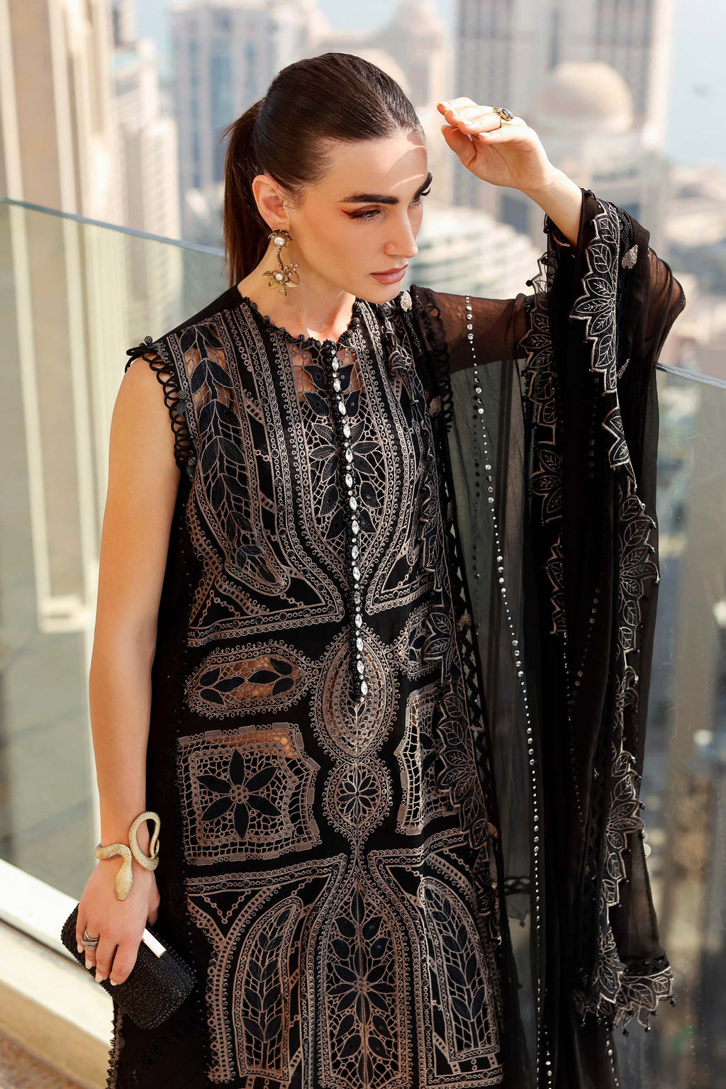 Lawn-3PC Chikankari Embroidered Shirt With Chiffon Embroidered Dupatta-5331