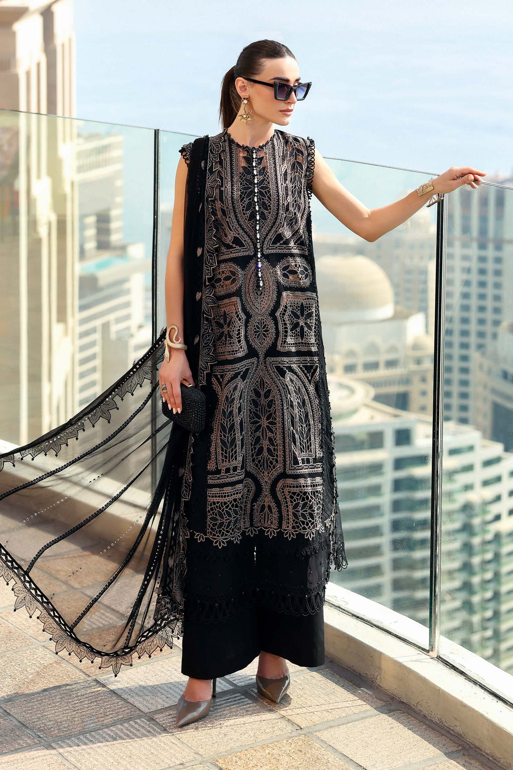 Lawn-3PC Chikankari Embroidered Shirt With Chiffon Embroidered Dupatta-5331