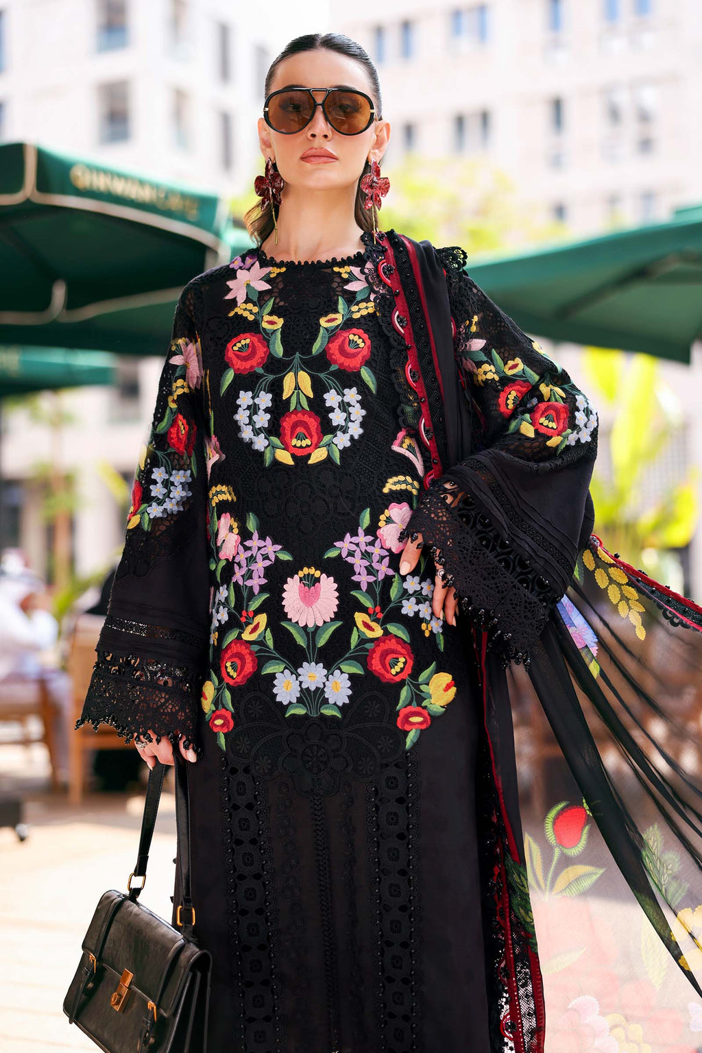 Lawn-3PC Chikankari Embroidered With Digital Printed Jacquard Dupatta-5303