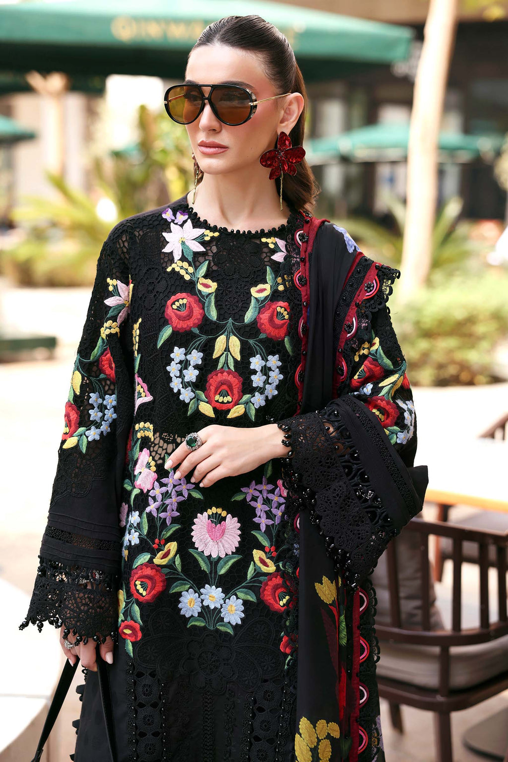 Lawn-3PC Chikankari Embroidered With Digital Printed Jacquard Dupatta-5303