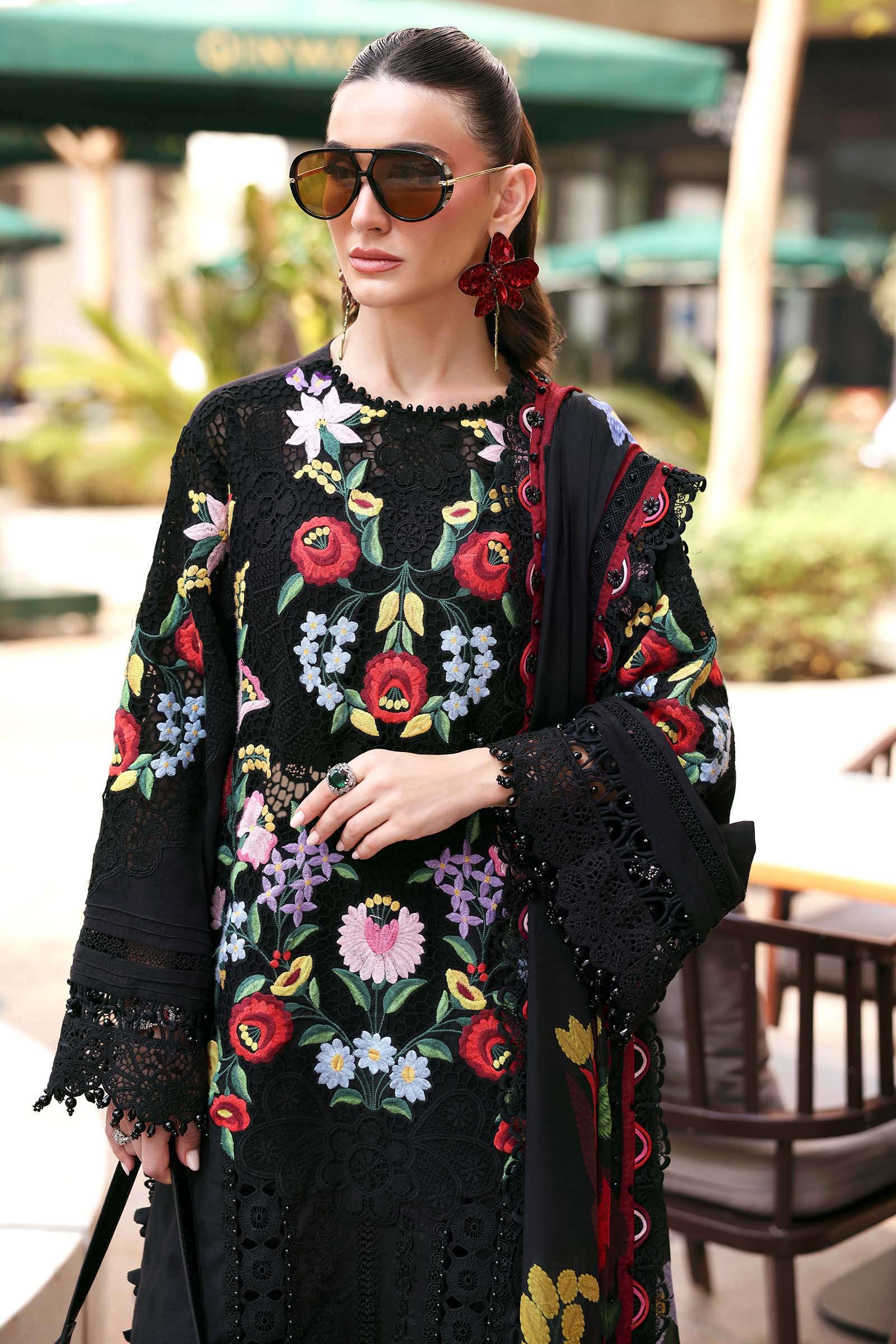 Lawn-3PC Chikankari Embroidered With Digital Printed Jacquard Dupatta-5303