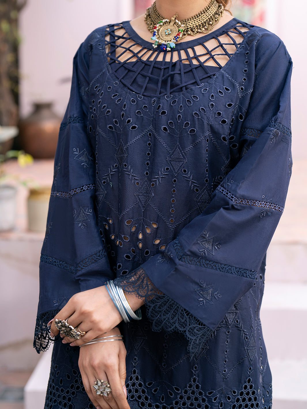 Chikankari 3PC  Dhanak Embroidered With Digital Printed Wool Shawl-118