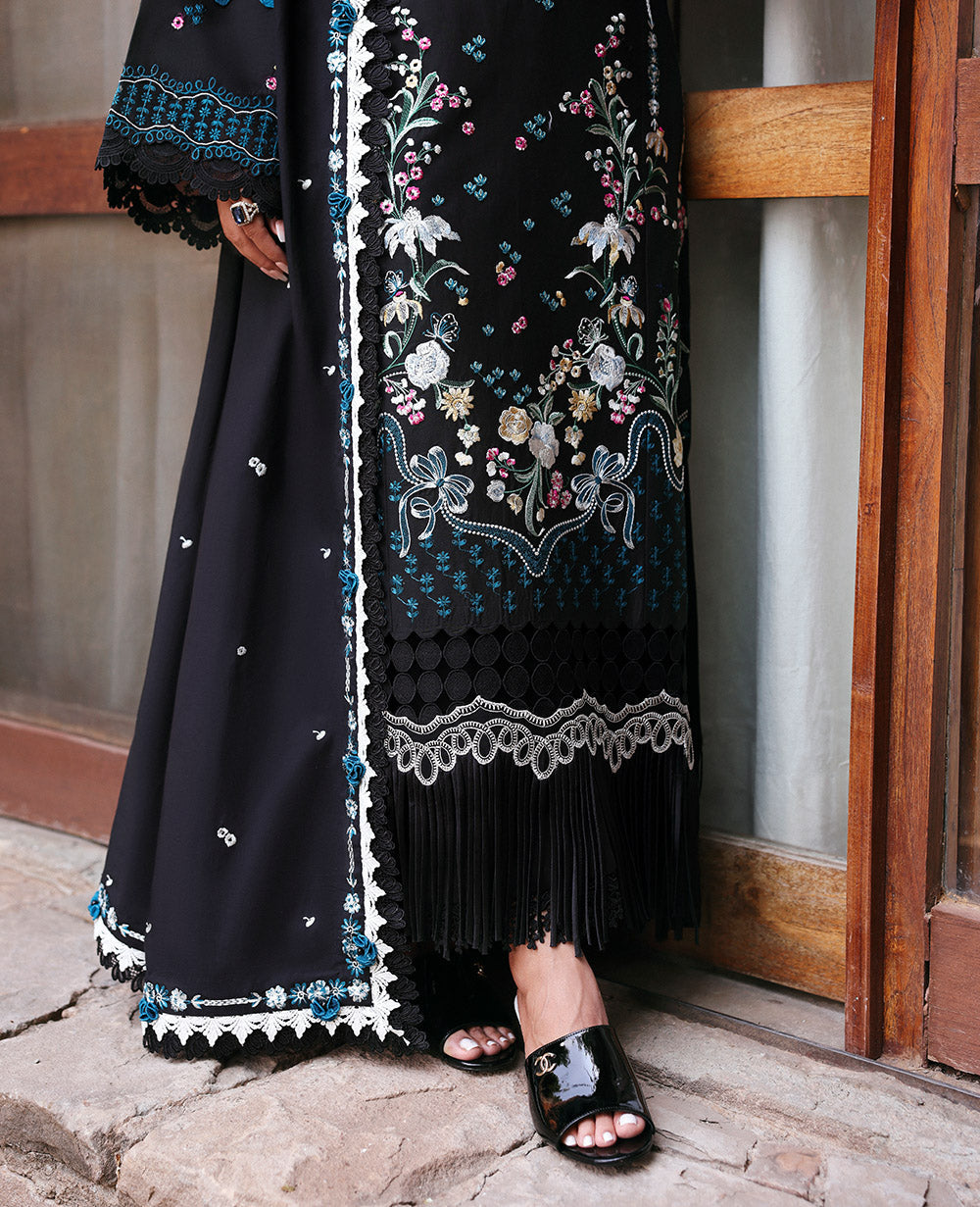 Dhanak-3PC Embroidered Shirt with Dhanak Embroidered Dupatta -3345