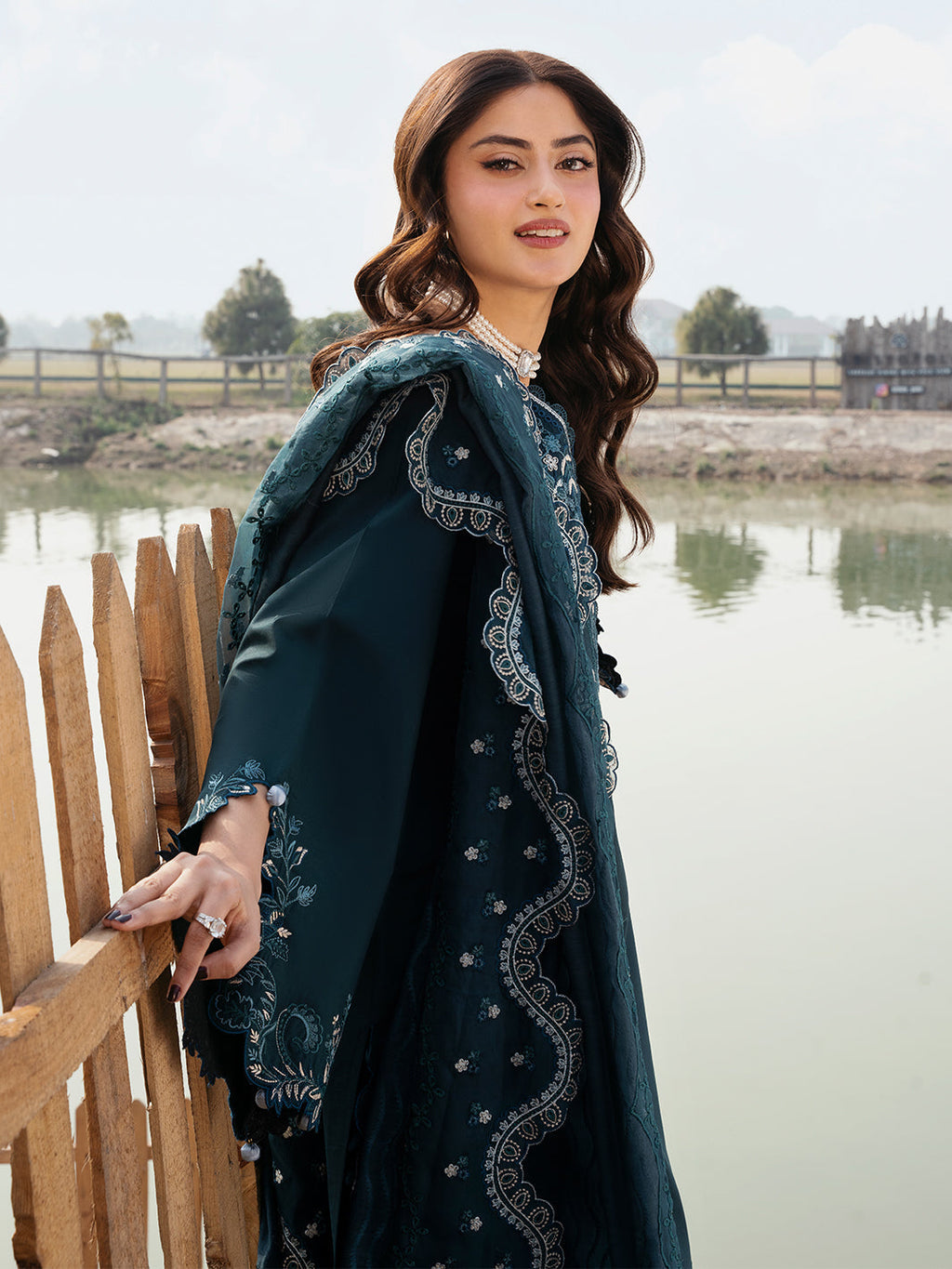 Lawn-3PC Chikankari Embroidered With Organza Embroidered Dupatta-5283